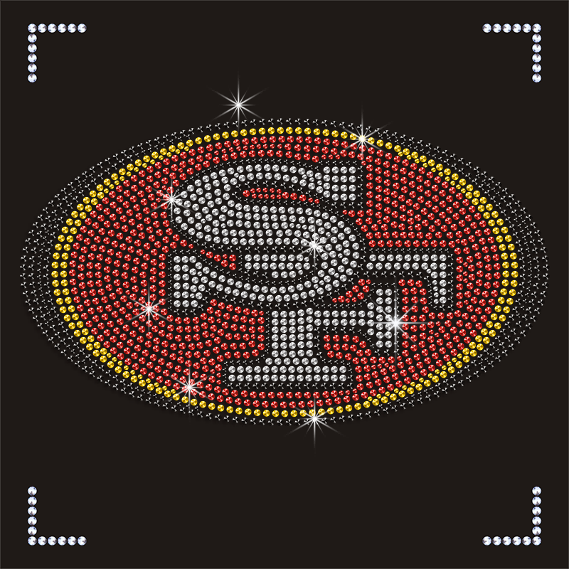 Custom NFL 49ers Motif Hotfix Rhinestone Heat Transfer Design for T Shirts