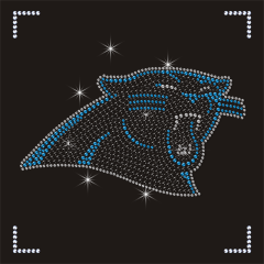 China Factory High Quality Hotfix Strass Motif Iron On Crystal Carolina Panthers NFL Rhinestone Transfer for Clothing