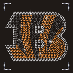 Wholesale Iron On T-shirt NFL Logo Cincinnati Bengals Hotfix Rhinestone Transfer