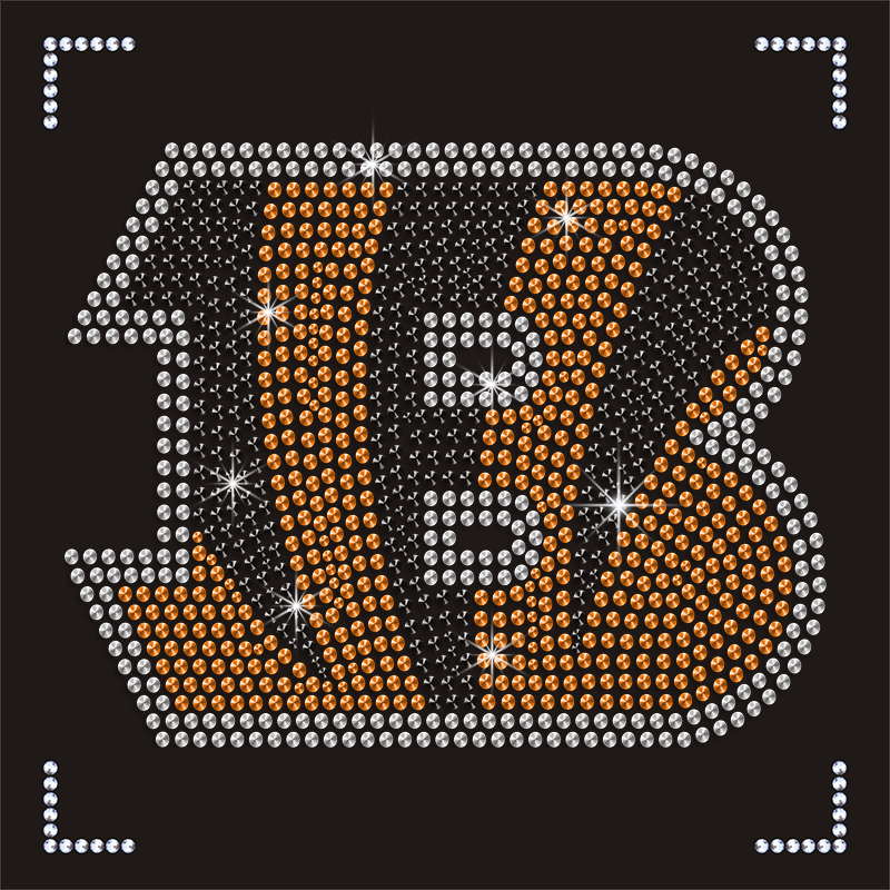 Wholesale Iron On T-shirt NFL Logo Cincinnati Bengals Hotfix Rhinestone Transfer