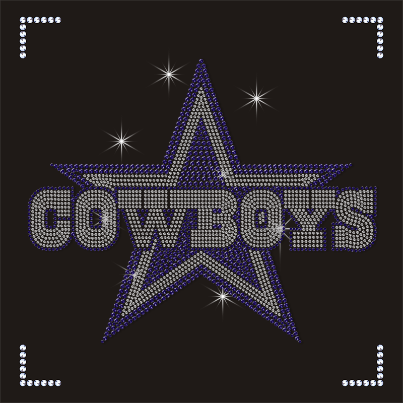Factory Wholesale Price Shinny NFL Dallas Cowboys Team Logo Hot Fix Rhinestone Transfer