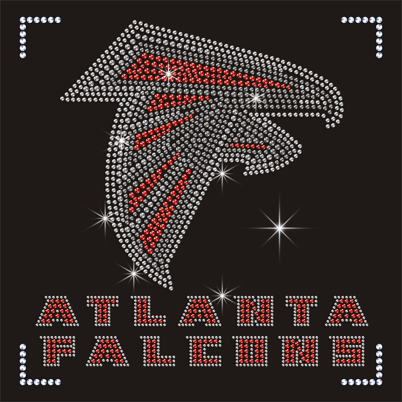Good Quality Custom NFL Atlanta Falcons Rhinestone Heat Transfer Popular Bling Hot Fix Rhinestone Transfer for Shirt