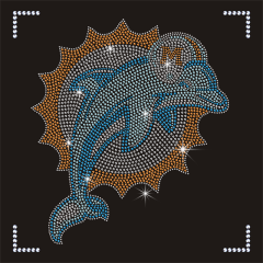 Wholesale Sport Rhinestone Motif Dolphins Team Iron on Transfer