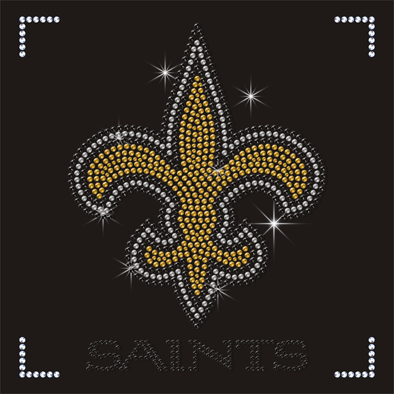 Customized New Orleans Saints Rhinestone Iron on NFL Football Team Logo Heat Transfers Designs