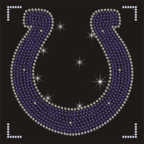 Custom NFL Logo Indianapolis Colts Rhinestone Motif Horseshoe Heat Transfers for T Shirt