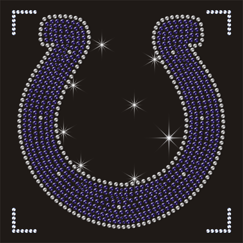 Custom NFL Logo Indianapolis Colts Rhinestone Motif Horseshoe Heat Transfers for T Shirt