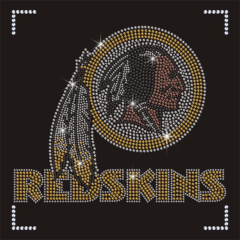 Sport Team Red Skins Rhinestone Motif Team Logo Iron on Crystal Transfer