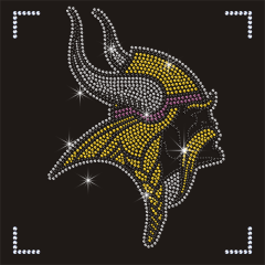Beautiful Crystal Minnesota Vikings Pattern Iron on NFL Football Team Rhinestone Heat Transfer