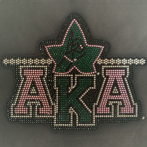 Wholesale AKA Alpha Pink and Green Sorority Rhinestone Hot Fix Design Transfer