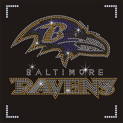 Crystal Cheap Clear Custom Hot Fix Baltimore Ravens NFL Rhinestone Transfer for Dresses T-shirt Jeans