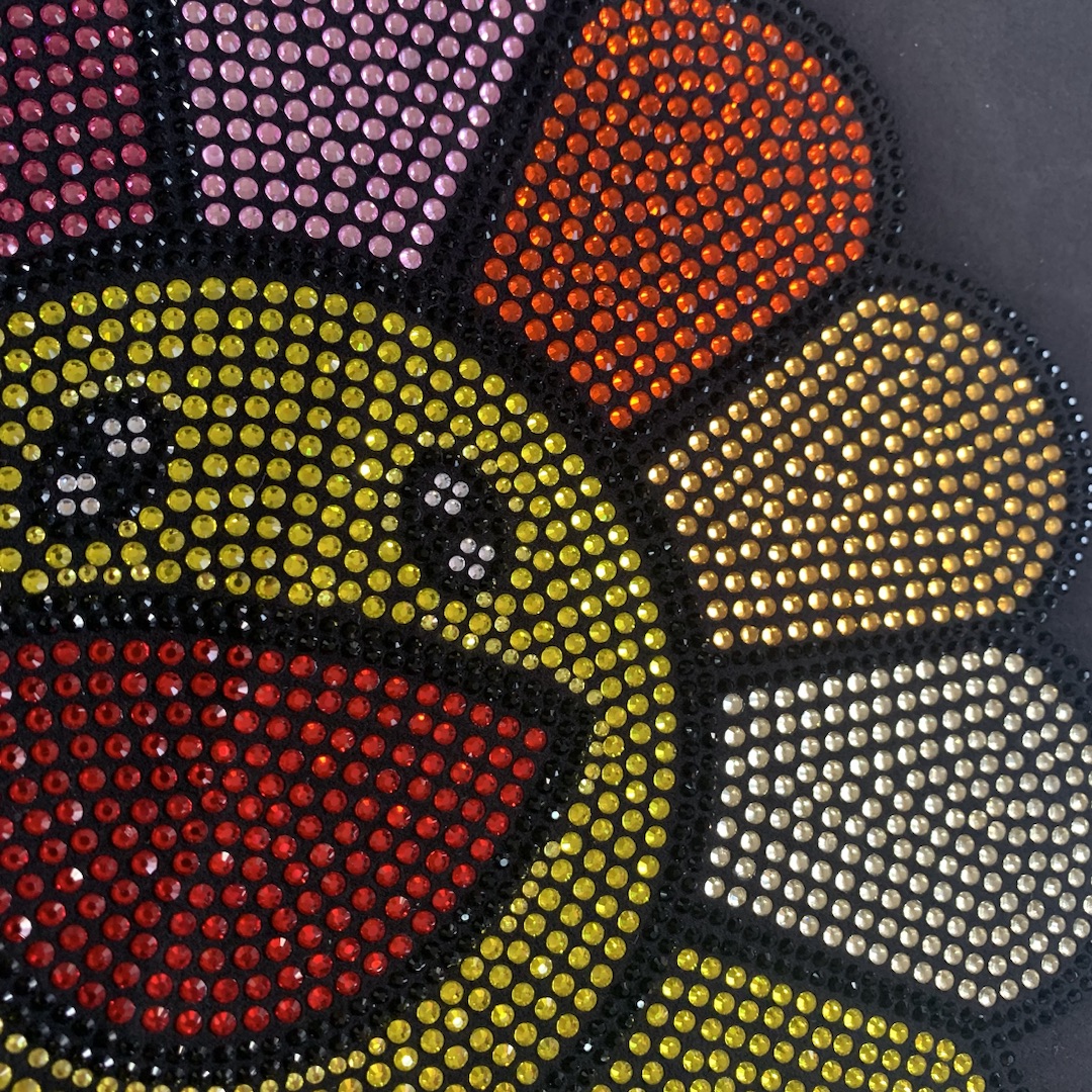 Customized Colorful Flowers Rhinestone Iron on Heat Transfers Designs