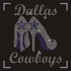 Crystal Dallas Cowboys Rhinestone Iron on Transfer Bling NFL Highheels Designs Custom Clothing Heat Transfer