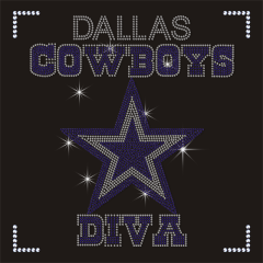 Custom Dallas Cowboy Diva Rhinestone Heat Transfer NFL Logo Accessories