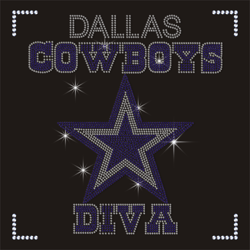 Custom Dallas Cowboy Diva Rhinestone Heat Transfer NFL Logo Accessories