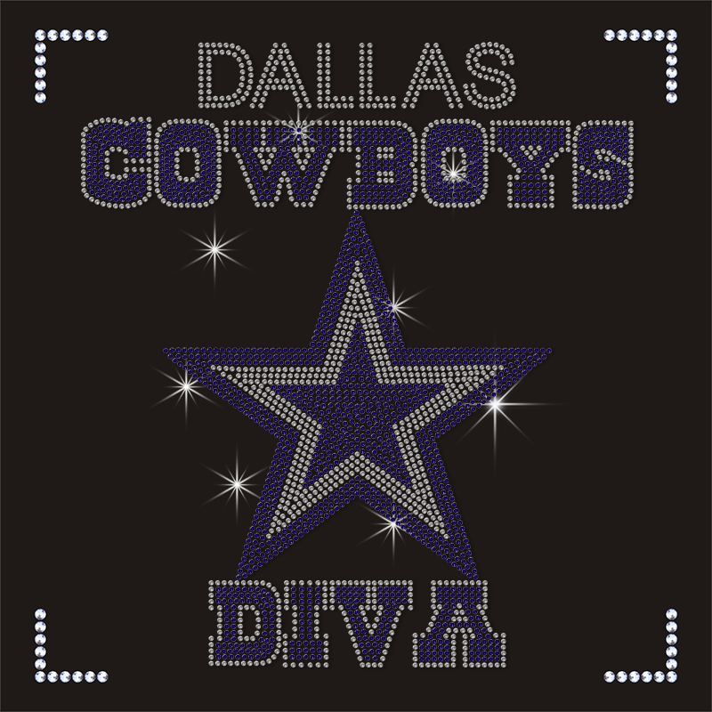 Custom Dallas Cowboy Diva Rhinestone Heat Transfer NFL Logo Accessories