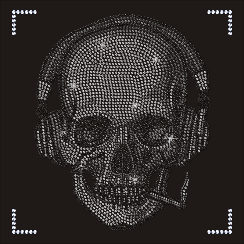 Best Selling Bling Skull Head Rhinestone Hotfix Punk Iron on Girl Design Transfers