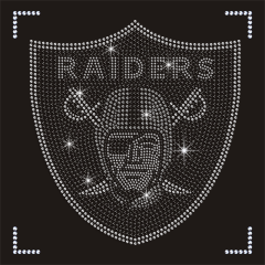 China Factory Las Vegas Raiders Iron On High Quality NFL Rhinestone Transfer Design for Shirts
