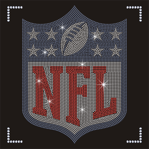 Custom Your Own Design NFL Badges Iron On Rhinestone Transfer Popular Hot Fix Rhinestone Transfer for Hoodie Shirt