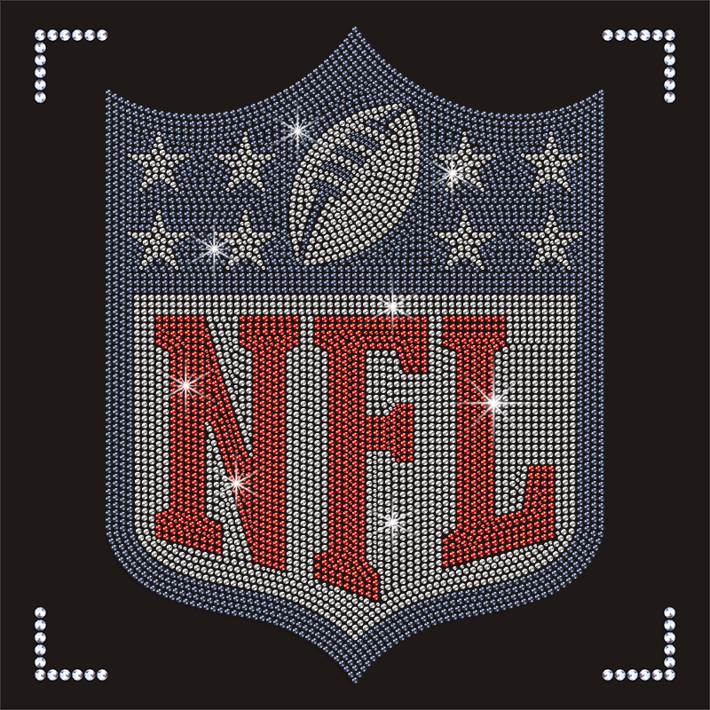 Custom Your Own Design NFL Badges Iron On Rhinestone Transfer Popular Hot Fix Rhinestone Transfer for Hoodie Shirt