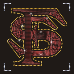 Custom Bling Crystal Football Teams Logo Designs Iron On NFL San Francisco 49ers Rhinestone Heat Transfer for Shirt Hoodies