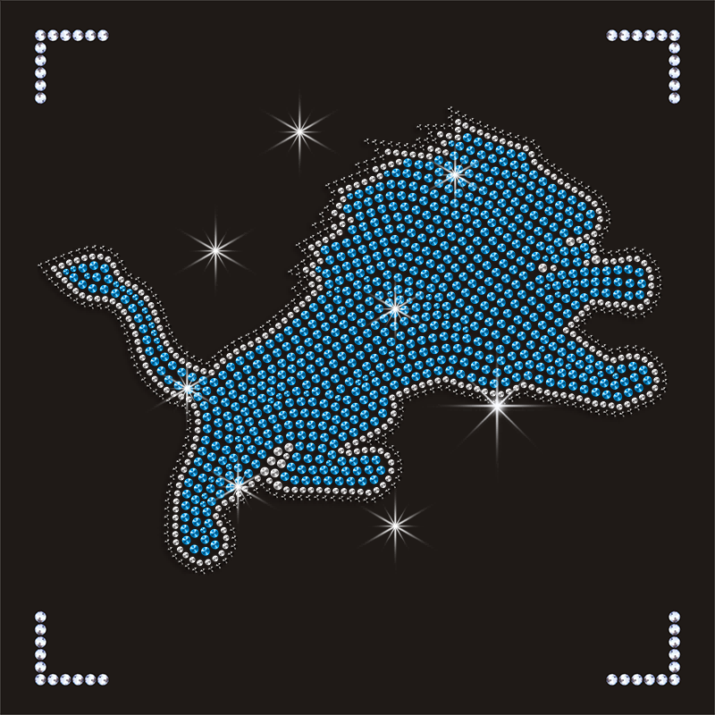 Bling Crystal NFL Detroit Lions Designs Bling Iron on Rhinestone Transfer Custom