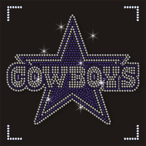 Small MOQ Custom Iron on Rhinestone Heat Transfers NFL Cowboys Motif for Hats T shirts