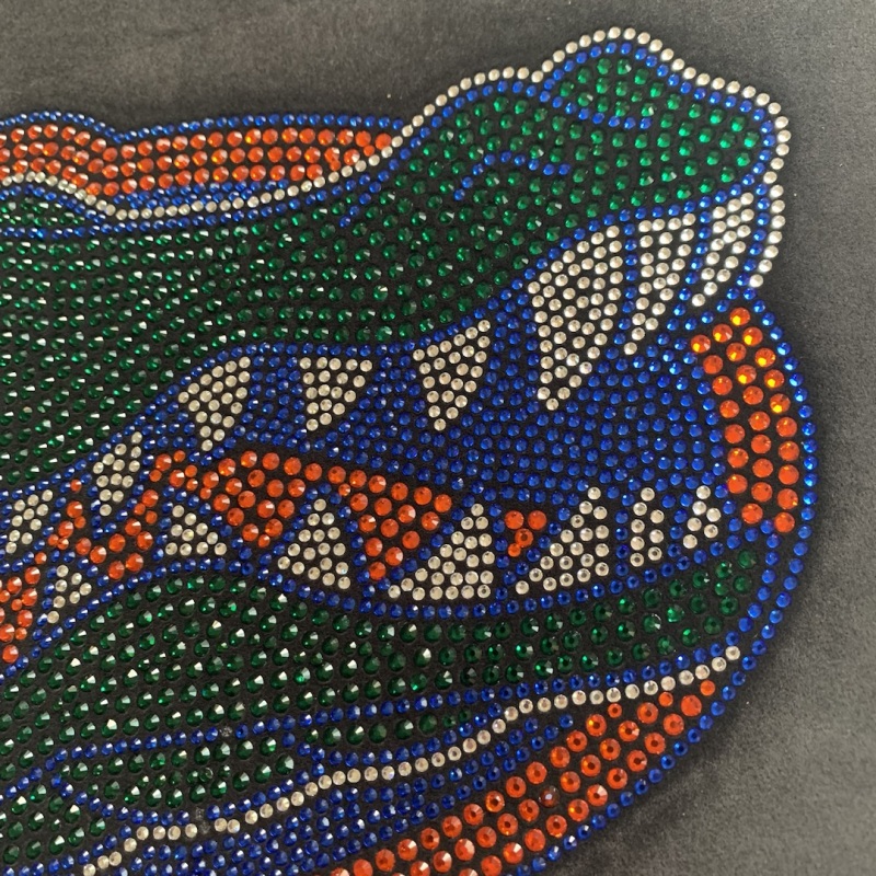 Bling Crystal Crocodile Teams Logo Designs Rhinestone Heat Transfer for Shirts