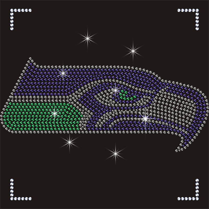 Wholesale Seattle Seahawks NFL Team Logo Rhinestone Iron on Heat Transfers Designs