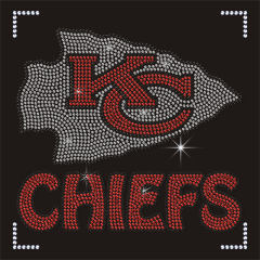 Factory Direct Selling Shiny NFL Kansas City Chiefs Hot Fix Rhinestone Transfer Design