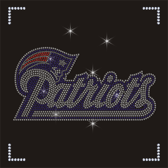 New Arrival Bling Hot Fix New England Football Team Logo Designs Iron On NFL Rhinestone Heat Transfer for Shirts