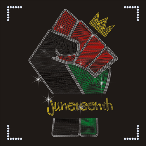 Factory Wholesale Price Bling Juneteeth Hot Fix Custom Iron On Rhinestone Transfer Designs for Shirt