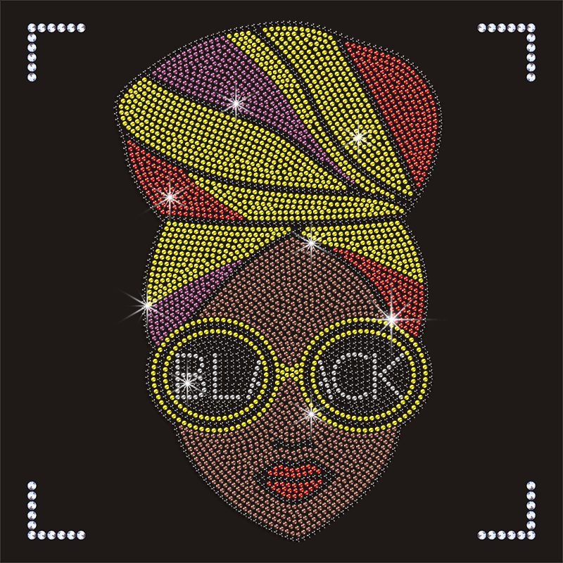 Afro Girl Designs Black Lady Motif Rhinestone Heat Transfer