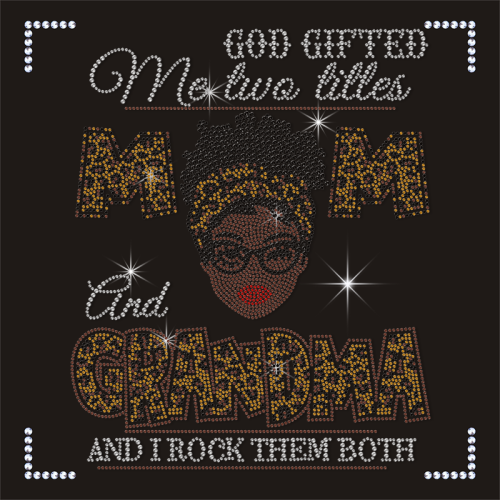 Wholesale Grandma God Gifted Girl Design Hotfix Rhinestone Transfer