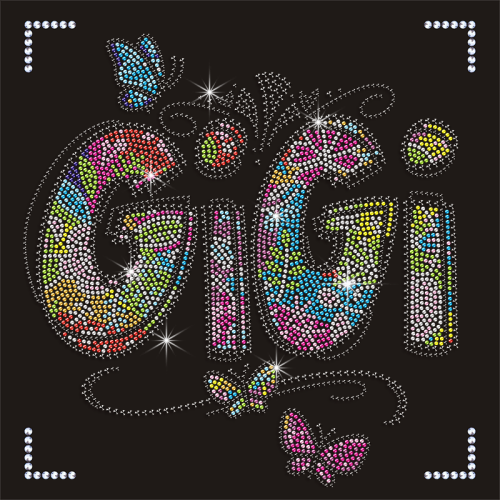 Wholesale Rhinestone Gigi Design Transfer Heat Transfer
