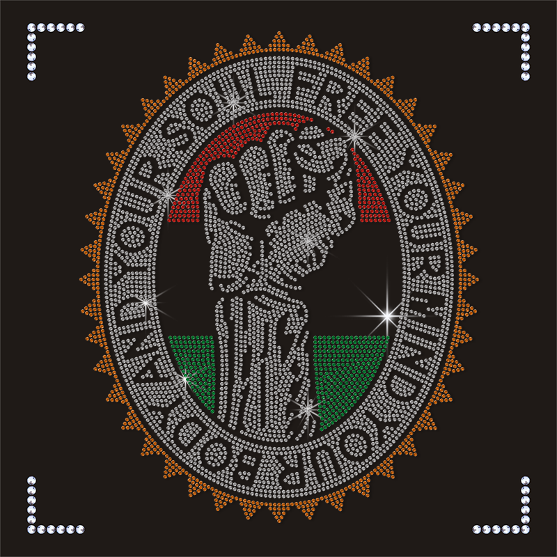 Custom Juneteenth Fist Rhinestone Transfers Large Sheet Iron on Stones Transfer Design for T shirt