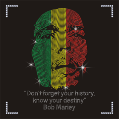Custom Juneteenth Rhinestone Transfers Bob Mariey Iron on Stones Transfer Design for T shirt