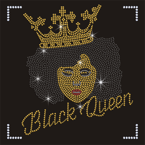 Custom New Rhinestones Design Black Girl Afro Girl Rhinestone Transfer Iron On Crystal Motif