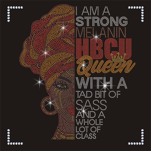 Wholesale Fashion Afro Girl Custom HBCU Queen Rhinestone Transfer for Clothing