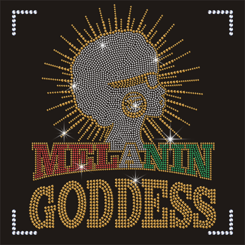 Customize T Shirt Apparel Afro Girl Rhinestone Transfer Malanin Goddess Hotfix Designs for Clothing
