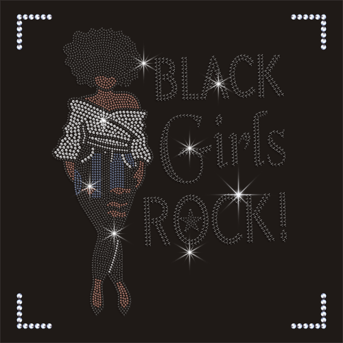 Custom Iron On Rhinestone Transfer Motif Designs Bling Afro Queen Hot Fix Rhinestone Transfer