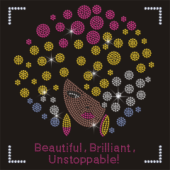 Wholesale Crystal Bling Custom Afro Girl Rhinestone Transfer for Garment