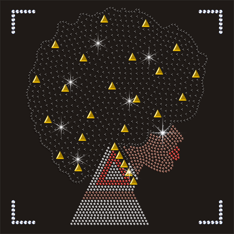 Wholesale Afro Lady Sorority Custom Rhinestone Transfers for Clothing