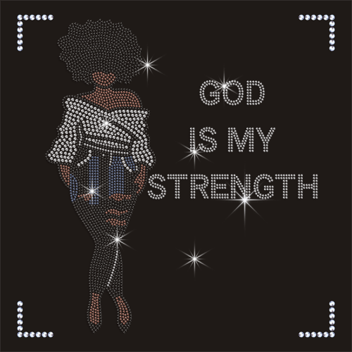 2023 New Custom Hot Fix Rhinestone Transfers Black Women Designs Motif Heat Transfer for T Shirts