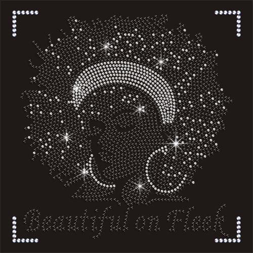 Wholesale Hot Fix Iron on Black Hair Lady Transfer Rhinestone Designs for Clothing