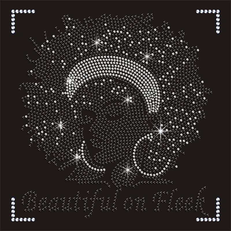 Wholesale Hot Fix Iron on Black Hair Lady Transfer Rhinestone Designs for Clothing