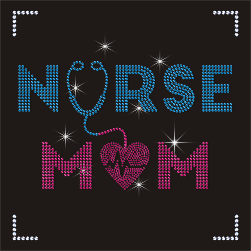 Private Brand Nurse Mom Rhinestone Transfer Motif Applique for Clothes