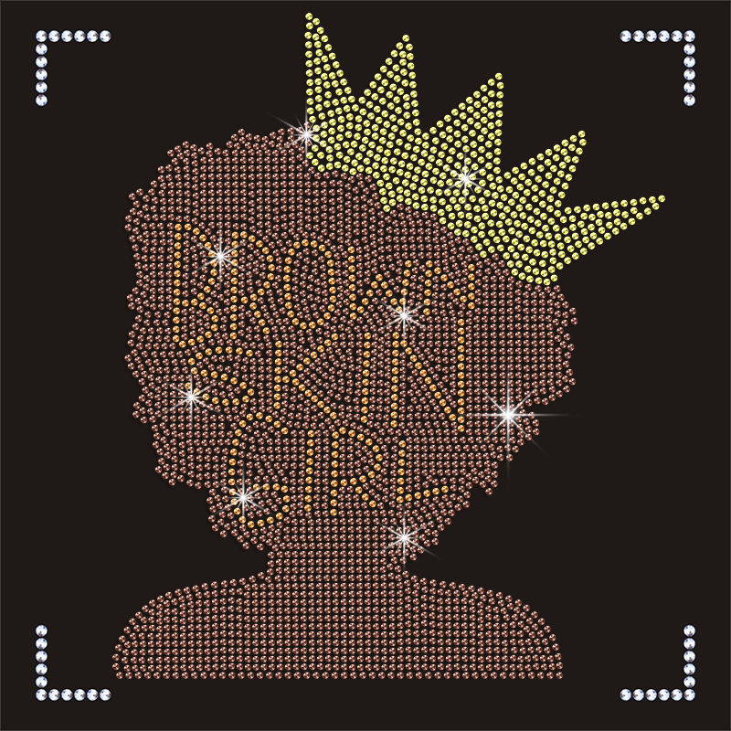 2023 New Hot Fix Rhinestone Transfers Brown Skin Girl Designs Motif Heat Transfer for T Shirts