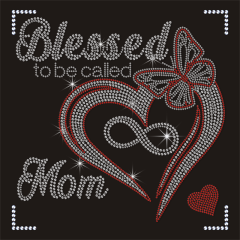 Bling Crystal Blessed Mom Rhinestone Motif Designs Custom Mother's Day Rhinestone Iron On Transfer