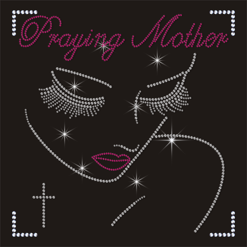 Fashion Iron On Rhinestone Transfer Praying Mother Designs for Hoodie
