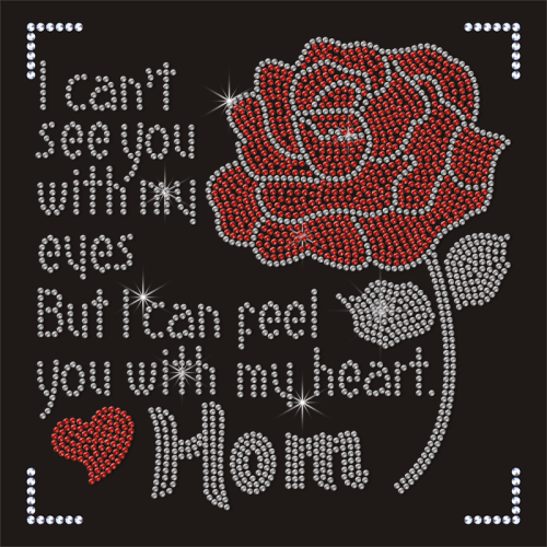 Custom Sparkling Rose Mom Custom Flower Rhinestone Heat Transfers for T-shirts